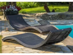 Dcb Garden Tumbona de resina trenzada Negro Hot