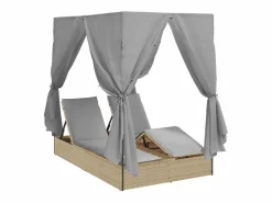 vidaxl Tumbona|Tumbona doble Ajustable Gris 205 x 129 x 200 cm ratán sintético