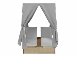 vidaxl Tumbona|Tumbona doble Ajustable Gris 205 x 129 x 200 cm ratán sintético