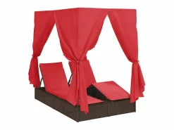 Tumbona doble Ajustable Rojo 205 x 129 x 200 cm ratán sintético^vidaxl Online