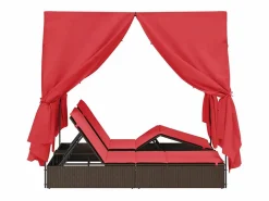 Tumbona doble Ajustable Rojo 205 x 129 x 200 cm ratán sintético^vidaxl Online
