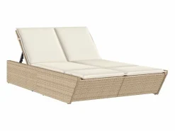 vidaxl Tumbona doble con cojines ratán sintético Beige