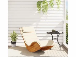 vidaxl Tumbona|Tumbona mecedora Mazaneda madera de acacia crema 74x154x60 cm
