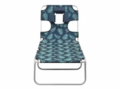 Tumbona plegable con cojín de cabeza acero estampado de hojas ES488303 Verde Discount