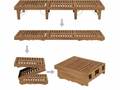 Tumbona plegable con cojín madera maciza de acacia ES51731^ Outlet
