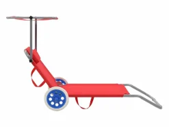 Tumbona plegable con toldo y ruedas acero roja ES770810^ Discount