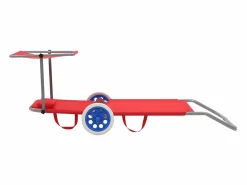 Tumbona plegable con toldo y ruedas acero roja ES770810^ Discount