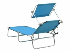 Tumbona|Tumbona plegable con toldo de acero turquesa ES132572