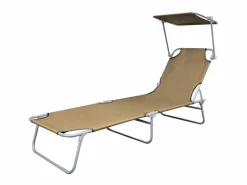 Tumbona|Tumbona plegable con toldo de acero taupé ES15715