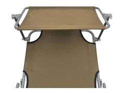 Tumbona|Tumbona plegable con toldo de acero taupé ES15715