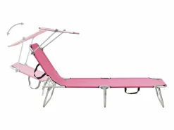 Tumbona|Tumbona plegable con toldo de acero magenta ES56434
