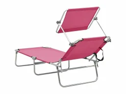Tumbona|Tumbona plegable con toldo de acero magenta ES56434