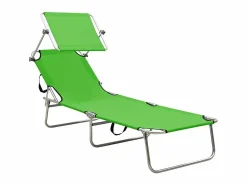 Tumbona plegable con toldo de acero manzana ES79885 Verde Outlet