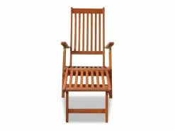 Helloshop26 Tumbona tumbona cama de jardín mobiliario de terraza con reposapiés madera maciza de acacia 02_0012569 Marru00f3n Outlet