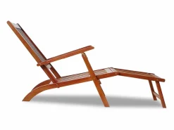 Helloshop26 Tumbona tumbona cama de jardín mobiliario de terraza con reposapiés madera maciza de acacia 02_0012569 Marru00f3n Outlet