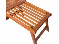 Helloshop26 Tumbona tumbona cama de jardín mobiliario de terraza con reposapiés madera maciza de acacia 02_0012569 Marru00f3n Outlet