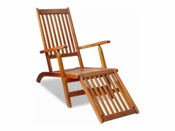 Helloshop26 Tumbona tumbona cama de jardín mobiliario de terraza con reposapiés madera maciza de acacia 02_0012569 Marru00f3n Outlet