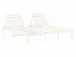 vidaxl Tumbonas 2 unidades madera maciza de pino 199,5x60x74 cm Blanco Clearance
