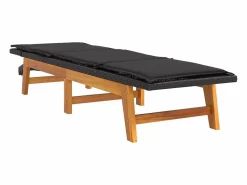 vidaxl Tumbonas con cojines 2 uds ratán sintético madera maciza acacia Negro Outlet