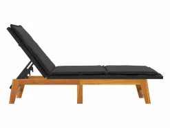 vidaxl Tumbonas con cojines 2 uds ratán sintético madera maciza acacia Negro Outlet