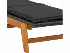 vidaxl Tumbonas con cojines 2 uds ratán sintético madera maciza acacia Negro Outlet