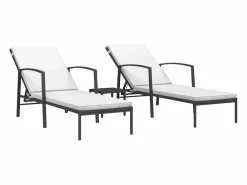 vidaxl Tumbonas con mesita 2 unidades ratán sintético Negro Best