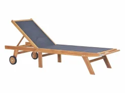 vidaxl Tumbona|Tumbonas plegables con ruedas 2 uds teca maciza y textilene