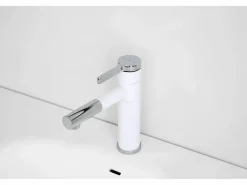 Essebagno Ultrate grifo mezclador bajo y cromado para lavabo Blanco