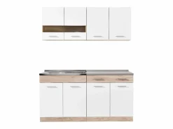 Cocina Completa|Unidad de cocina 160x84x60 cm aspecto madera roble blanco y gris
