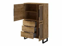 Petits-Meubles Vitrina Para Vajilla|Vajillero 3 puertas 3 cajones Eden Madera y Metal
