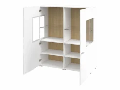 Petits-Meubles Vajillero 2 puertas Akram Blanco y Madera Color natural claro New