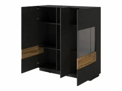 Petits-Meubles Vajillero 3 puertas Andrea antracita y Madera Gris Hot