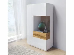 Vajillero 2 puertas apertura por la derecha Andrea Blanco y Madera^Petits-Meubles Discount