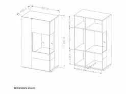 Vajillero 2 puertas apertura por la derecha Andrea antracita y Madera^Petits-Meubles Sale
