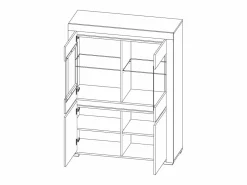 Petits-Meubles Vitrina Para Vajilla|Vajillero 4 puertas con LED Kasla