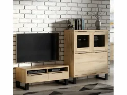 Petits-Meubles Vitrina Para Vajilla|Vajillero 4 puertas Eden Madera y Metal
