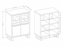 Petits-Meubles Vitrina Para Vajilla|Vajillero 4 puertas Eden Madera y Metal