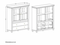 Petits-Meubles Vajillero 2 puertas y 2 cajones Martin y Madera Verde New