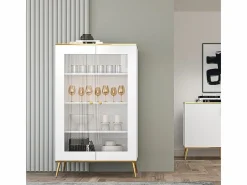 Petits-Meubles Vitrina Para Vajilla|Vajillero 2 puertas Zora y Dorado