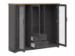 Petits-Meubles Vajillero bajo 3 puertas 2 cajones Charlie Antracita Gris