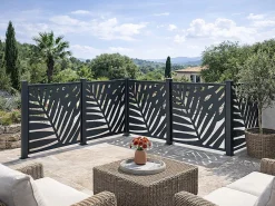 EXPERTLAND Cercados Y Ocultación|Valla de aluminio antracita motivo vegetal kit de extensión Alt.144 x An.110 cm BRAMENO