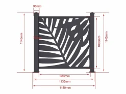 EXPERTLAND Valla de aluminio antracita motivo vegetal kit inicial Alt.144 x An.118 cm BRAMENO Gris antracita