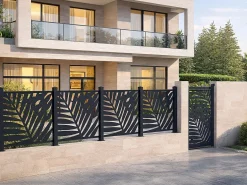 EXPERTLAND Valla de aluminio antracita motivo vegetal kit inicial Alt.144 x An.118 cm BRAMENO Gris antracita