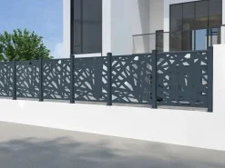 EXPERTLAND Valla de aluminio con motivo geométrico kit de extensión Alt.144 x An.110 cm Antracita BRAMENO Gris antracita Discount