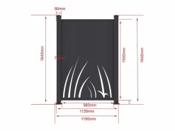 EXPERTLAND Valla de aluminio con motivo vegetal Kit inicial Alt.164 x An.118 cm Antracita BRAMENO Gris antracita