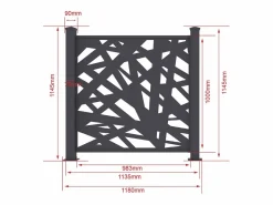 EXPERTLAND Valla de aluminio con motivo geométrico kit inicial Alt.144 x An.118 cm Antracita BRAMENO Gris antracita Hot