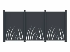 EXPERTLAND Cercados Y Ocultación|Valla de aluminio con motivo vegetal kit de extensión Alt.164 x An.110 cm Antracita BRAMENO