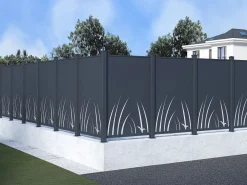 EXPERTLAND Cercados Y Ocultación|Valla de aluminio con motivo vegetal kit de extensión Alt.164 x An.110 cm Antracita BRAMENO
