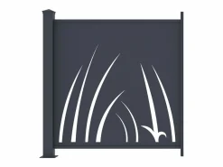 EXPERTLAND Cercados Y Ocultación|Valla de aluminio con motivo vegetal kit de extensión Alt.144 x An.110 cm Antracita BRAMENO