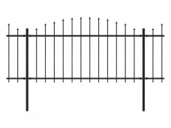 Valla de jardín con puntas de lanza acero (1,25-1,5)x3,4m ES437296 Negro New